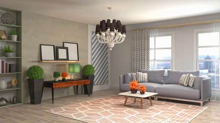 Interior of the living room. 3D illustration.の写真素材