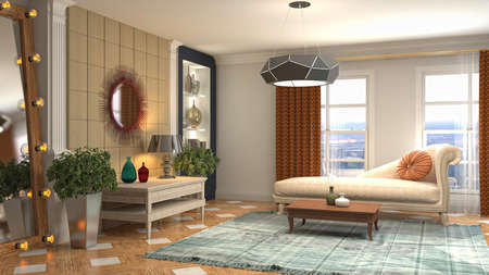 Interior of the living room. 3D illustration.の写真素材