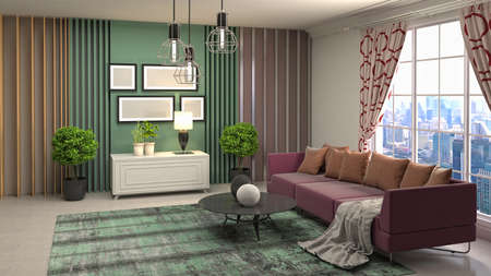 Interior of the living room. 3D illustration.の写真素材