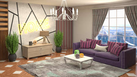Interior of the living room. 3D illustration.の写真素材