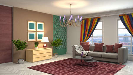 Interior of the living room. 3D illustration.の写真素材