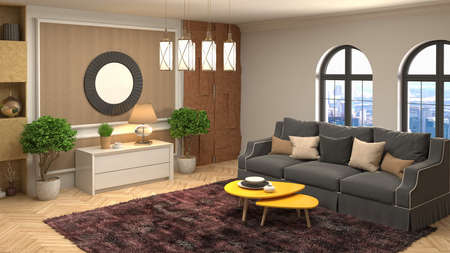 Interior of the living room. 3D illustration.の写真素材