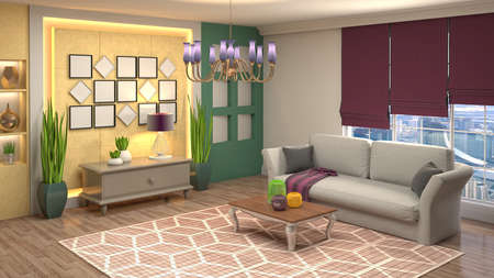 Interior of the living room. 3D illustration.の写真素材