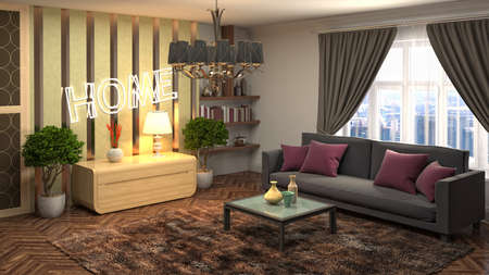Interior of the living room. 3D illustration.の写真素材