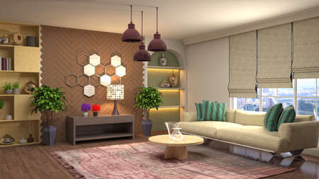 Interior of the living room. 3D illustration.の写真素材