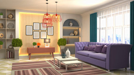 Interior of the living room. 3D illustration.の写真素材