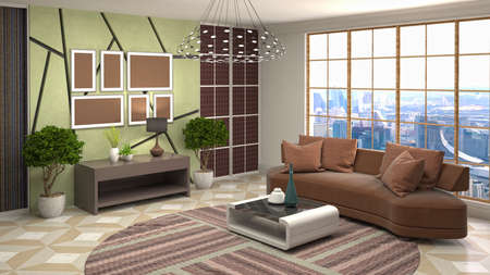 Interior of the living room. 3D illustration.の写真素材
