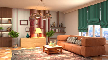 Interior of the living room. 3D illustration.の写真素材
