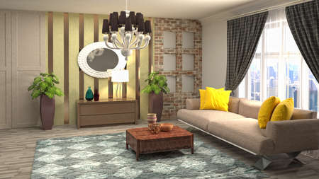 Interior of the living room. 3D illustration.の写真素材