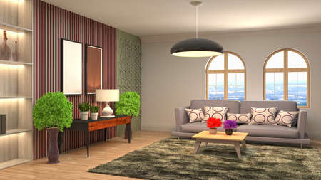 Interior of the living room. 3D illustration.の写真素材