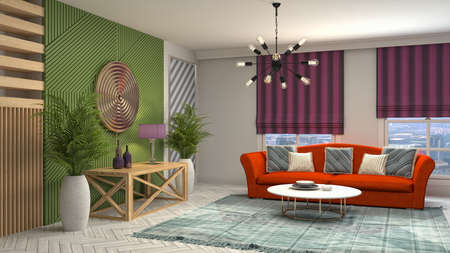 Interior of the living room. 3D illustration.の写真素材