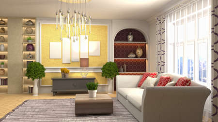 Interior of the living room. 3D illustration.の写真素材