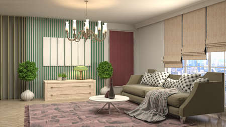 Interior of the living room. 3D illustration.の写真素材