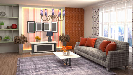 Interior of the living room. 3D illustration.の写真素材