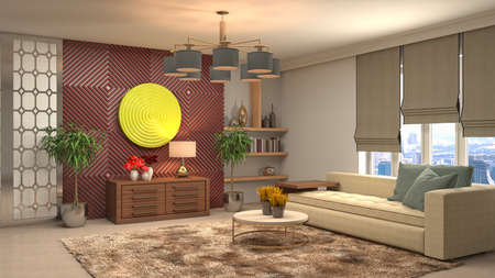 Interior of the living room. 3D illustration.の写真素材