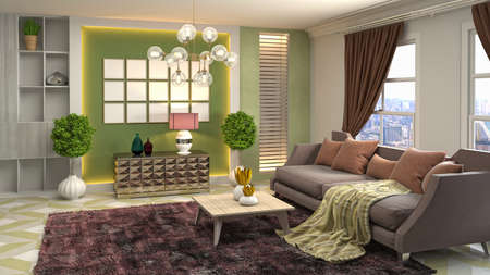 Interior of the living room. 3D illustration.の写真素材