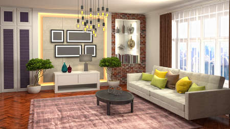 Interior of the living room. 3D illustration.の写真素材