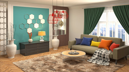 Interior of the living room. 3D illustration.の写真素材