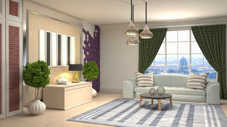 Interior of the living room. 3D illustration.の写真素材