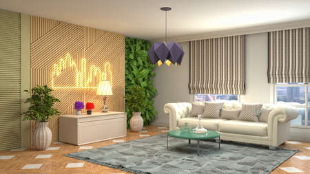 Interior of the living room. 3D illustration.の写真素材