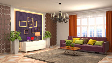 Interior of the living room. 3D illustration.の写真素材