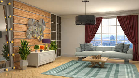Interior of the living room. 3D illustration.の写真素材