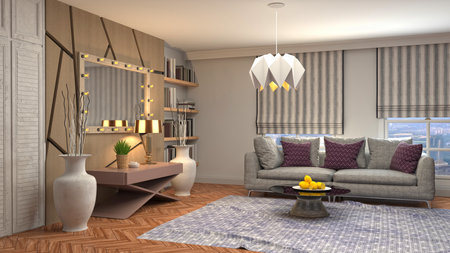 Interior of the living room. 3D illustration.の写真素材