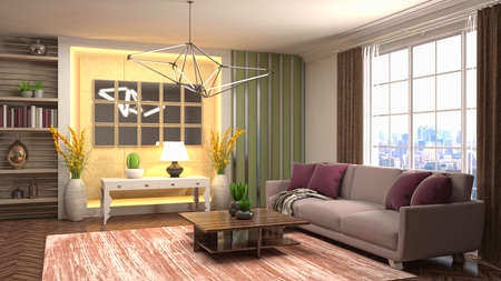 Interior of the living room. 3D illustration.の写真素材