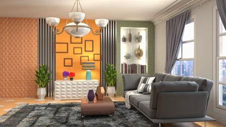 Interior of the living room. 3D illustration.の写真素材