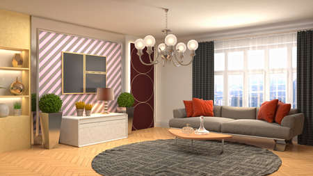 Interior of the living room. 3D illustration.の写真素材