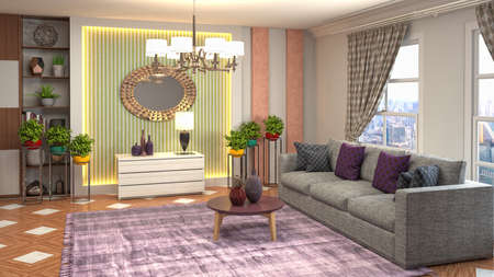 Interior of the living room. 3D illustration.の写真素材