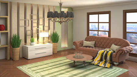 Interior of the living room. 3D illustration.の写真素材
