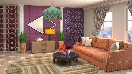 Interior of the living room. 3D illustration.の写真素材