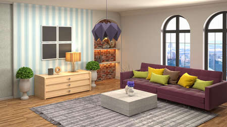 Interior of the living room. 3D illustration.の写真素材