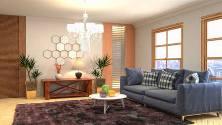 Interior of the living room. 3D illustration.の写真素材