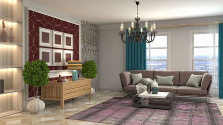 Interior of the living room. 3D illustration.の写真素材