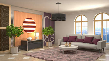 Interior of the living room. 3D illustration.の写真素材