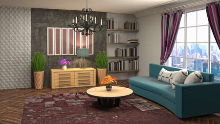 Interior of the living room. 3D illustration.の写真素材