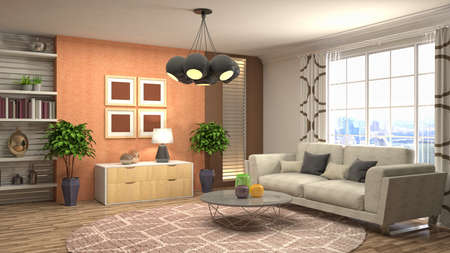 Interior of the living room. 3D illustration.の写真素材