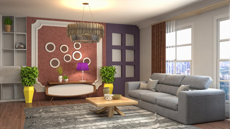 Interior of the living room. 3D illustration.の写真素材