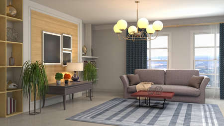 Interior of the living room. 3D illustration.の写真素材