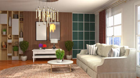 Interior of the living room. 3D illustration.の写真素材