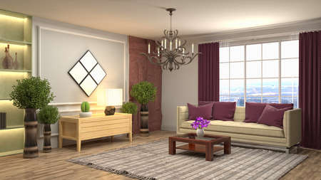 Interior of the living room. 3D illustration.の写真素材
