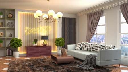 Interior of the living room. 3D illustration.の写真素材