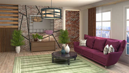 Interior of the living room. 3D illustration.の写真素材