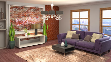 Interior of the living room. 3D illustration.の写真素材
