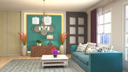 Interior of the living room. 3D illustration.の写真素材