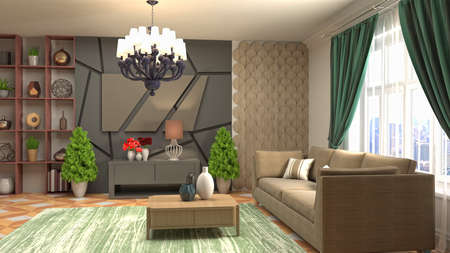 Interior of the living room. 3D illustration.の写真素材