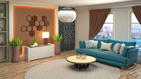 Interior of the living room. 3D illustration.の写真素材