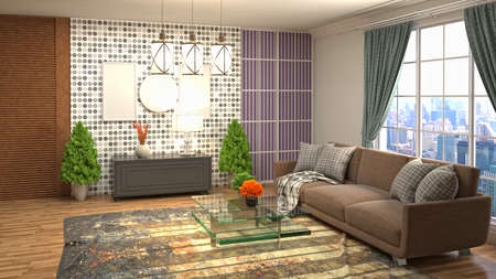 Interior of the living room. 3D illustration.の写真素材